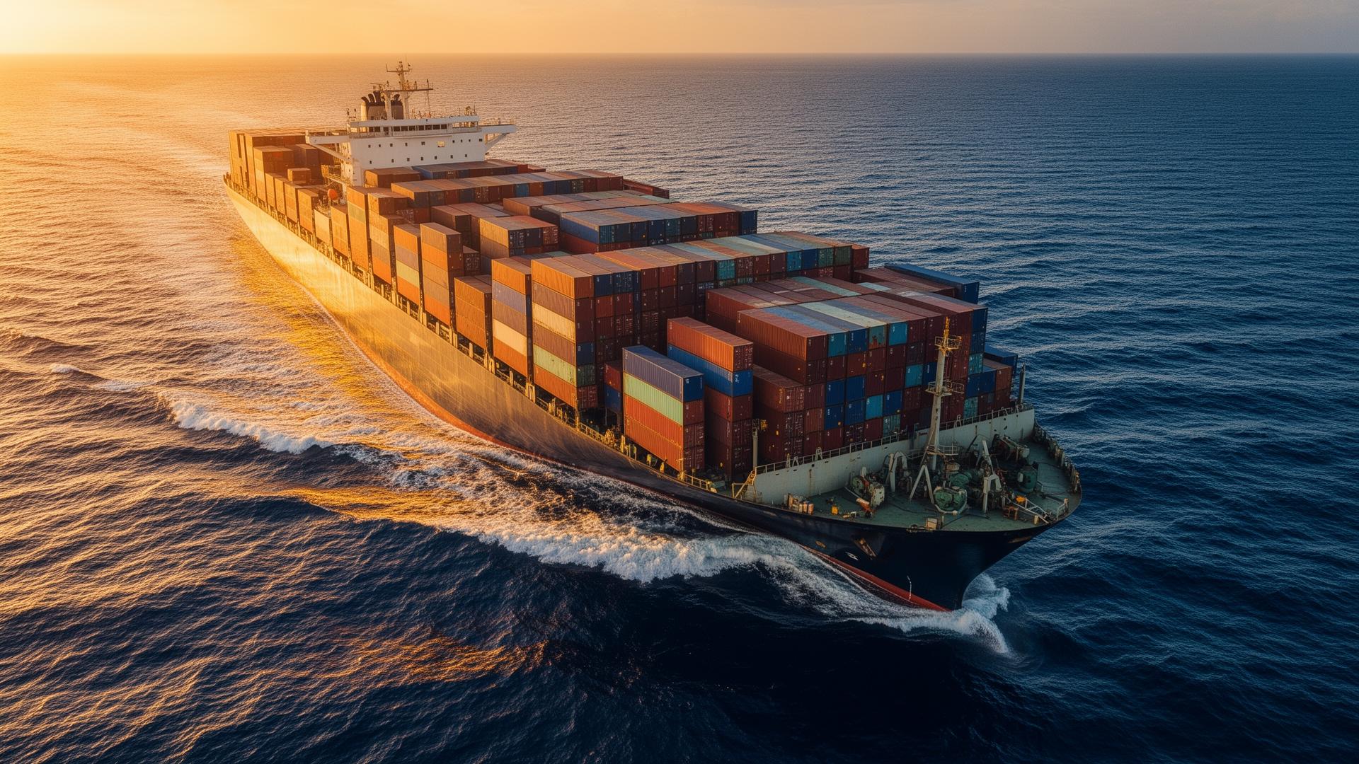 Container ship at sea